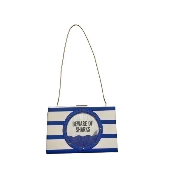 Kate Spade Emanuelle Make A Splash Beware Of Sharks Shoulder Bag Clutch rare